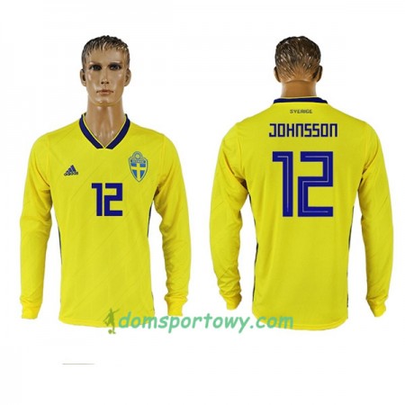 Koszulka Szwecja Johnsson 12 Domowe Koszulki Piłkarskie Mistrzostwa Świata 2018 Długi Rękaw